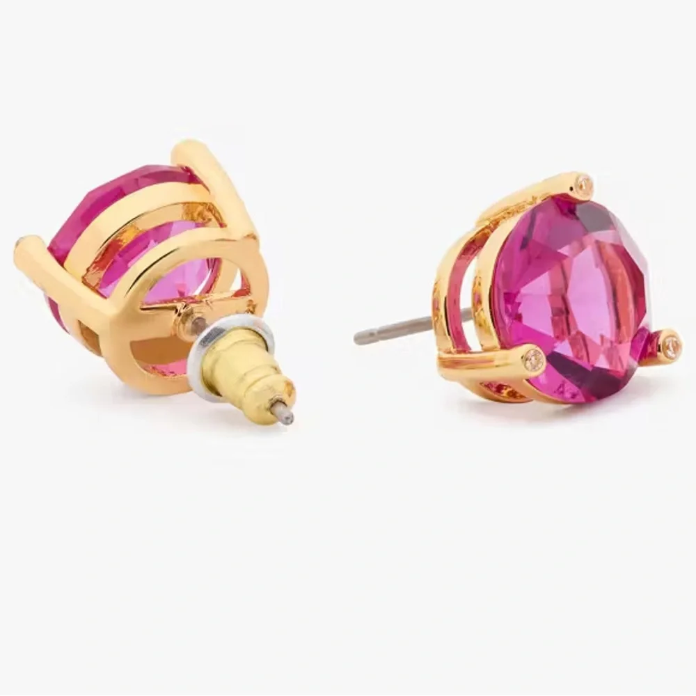 kate spade Hot Pink Crystal Stud Earrings with Gold Accents